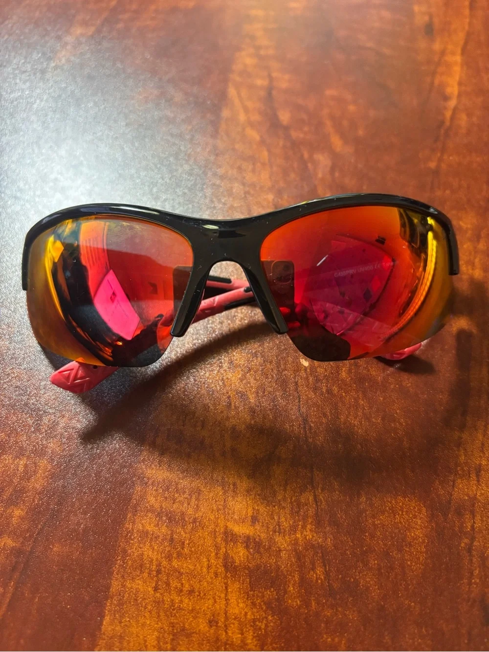 Polarized Sport Sunglasses Red Mirror Wrap UV400 Cycling Running Golf Black Red